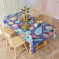 thumbnail image 2 of Blue Paisley and Floral Pattern Rectangle Tablecloth 60"x102",Waterproof Polyester Rectangle Table Cloth, Wipeable Spillproof Polyester Tablecloth for Dining, Camping, Indoor and Outdoor, 2 of 6