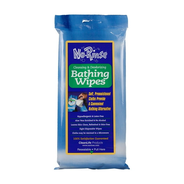 No Rinse Bathing Wipes 01000 Pack of 8, Scented