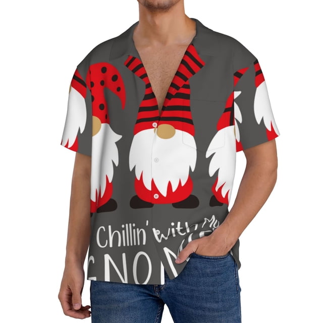 Balery Chillin with My Gonme Camisa Casual de Manga Corta con Botones para Hombre, Texturizada, Estilo Cubano, para Playa, Verano-Medium