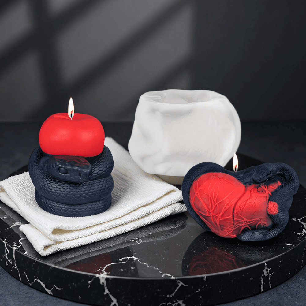 4Pcs Silicone Candle Molds, Resin Casting Molds for Epoxy Resin, Realistic Horror Atmosphere Snake-Shaped Molds for DIY Candle Clay Resin Halloween Home Decoration