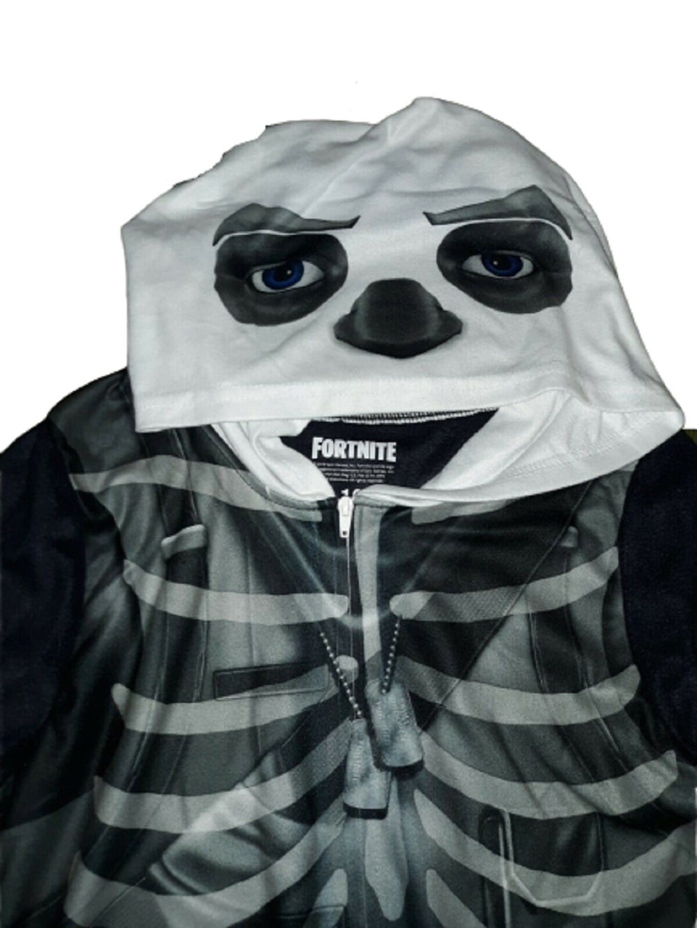 Fortnite Skull Trooper Onesie Pajama in Black White Size 8