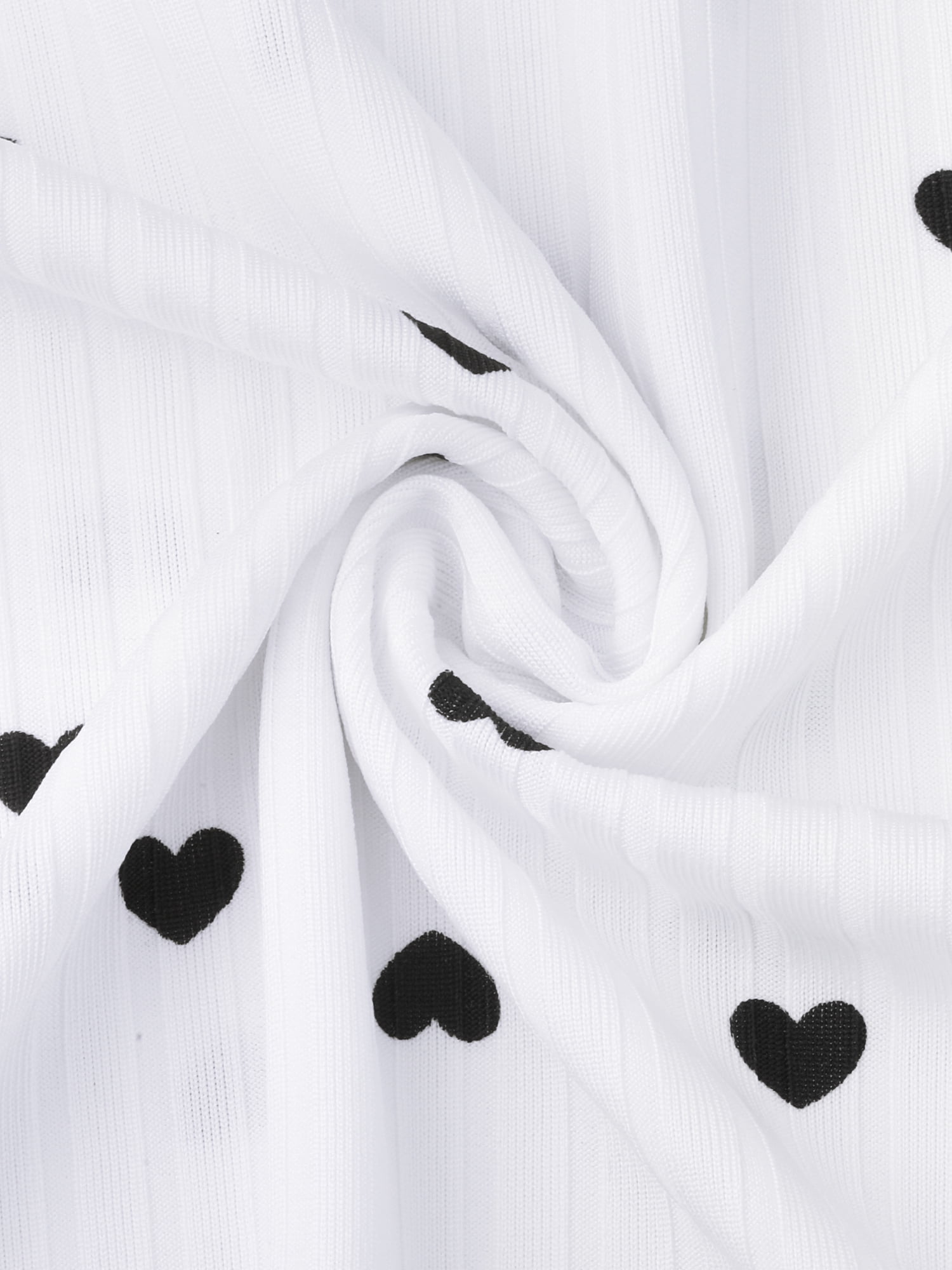 DARING DIVA Women's Short Sleeve Heart Print Lace Trim Ribbed Nightgown S White