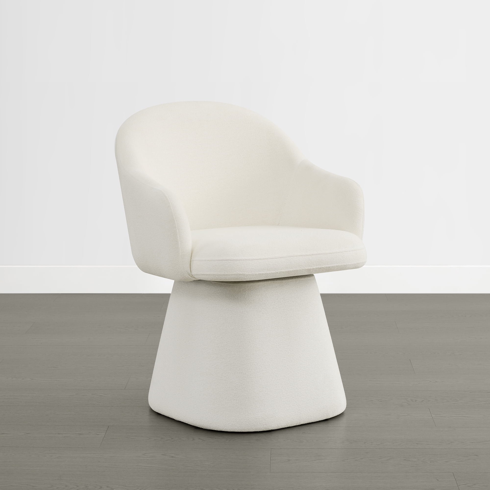 Spruce & Spring 360° Swivel Dining Chair, Spill-Proof & Stain Resistant Barrel Armchair with Rotating Base, Modern Upholstered Seat and Removable Back Support Pillow for Kitchen Living Room, Ivory