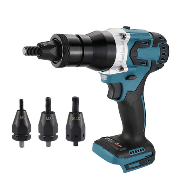 Puissant Kit de Machine à Écrou à Rivet Électrique Sans Balais Outil de Rivetage Électrique Automatique avec Têtes de Riveteuse