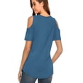 thumbnail image 2 of Women's Short Sleeve V Neck Criss Cross T-Shirt Tops, 2 of 4
