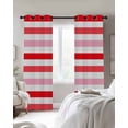 thumbnail image 3 of Red Pink Striped Blackout Curtains, Light Blocking Print Window Curtains, Farmhouse Stripes Simple Art Thermal Insulated Window Drapes for Living Room Kitchen Cafe 2 Panels, 84"W x 84"L, 3 of 9