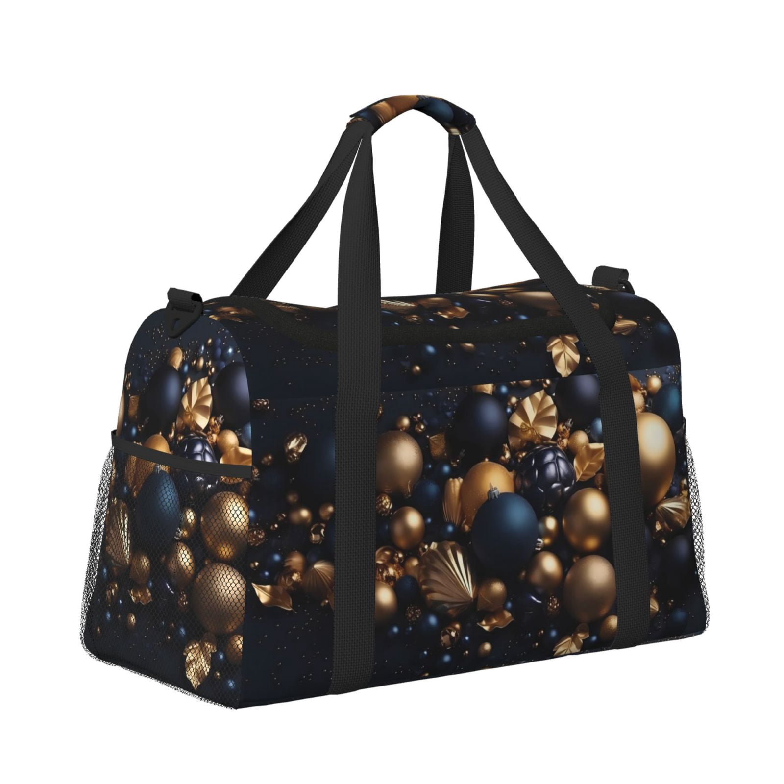 Fuzoiu Elegant Golden Blue Ornaments Print Travel Duffle Bag,Carry On Tote Bags,Duffel Bag,Sport Gym Bag, Hospital Bag for Labor and Delivery, Overnight Bag,Luggage Bag