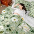 thumbnail image 4 of Manfei Western Floral Flower Bedding Comforter Set 7pcs for Adult, Green Leaf Botanical King Bedding Sets, Mandala Bohemian Reversible Bed Sheets, Lightweight Room Decor, 4 of 7