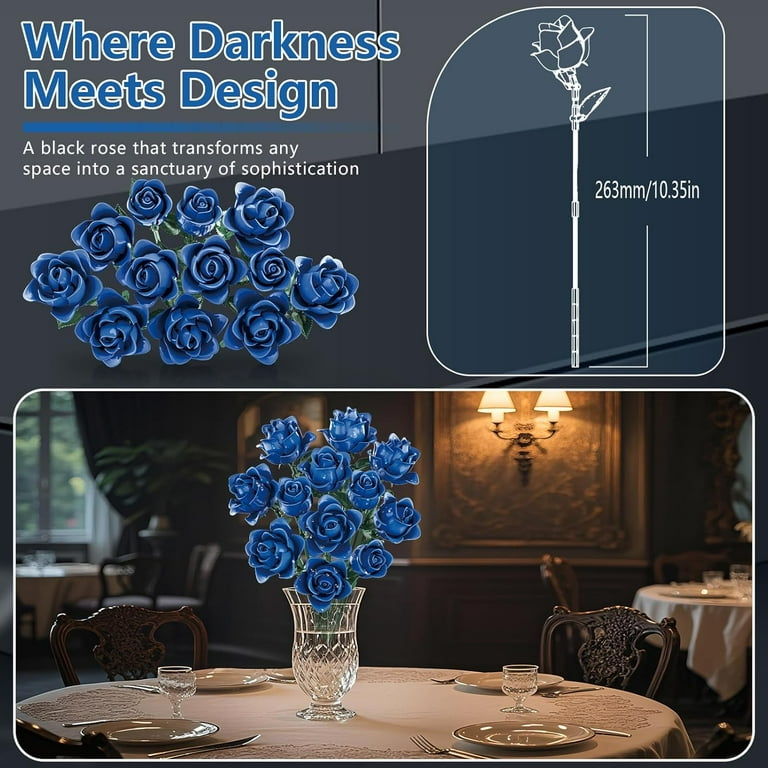 Remocguys Blue Roses Bouquet Building Sets Compatible with Lego