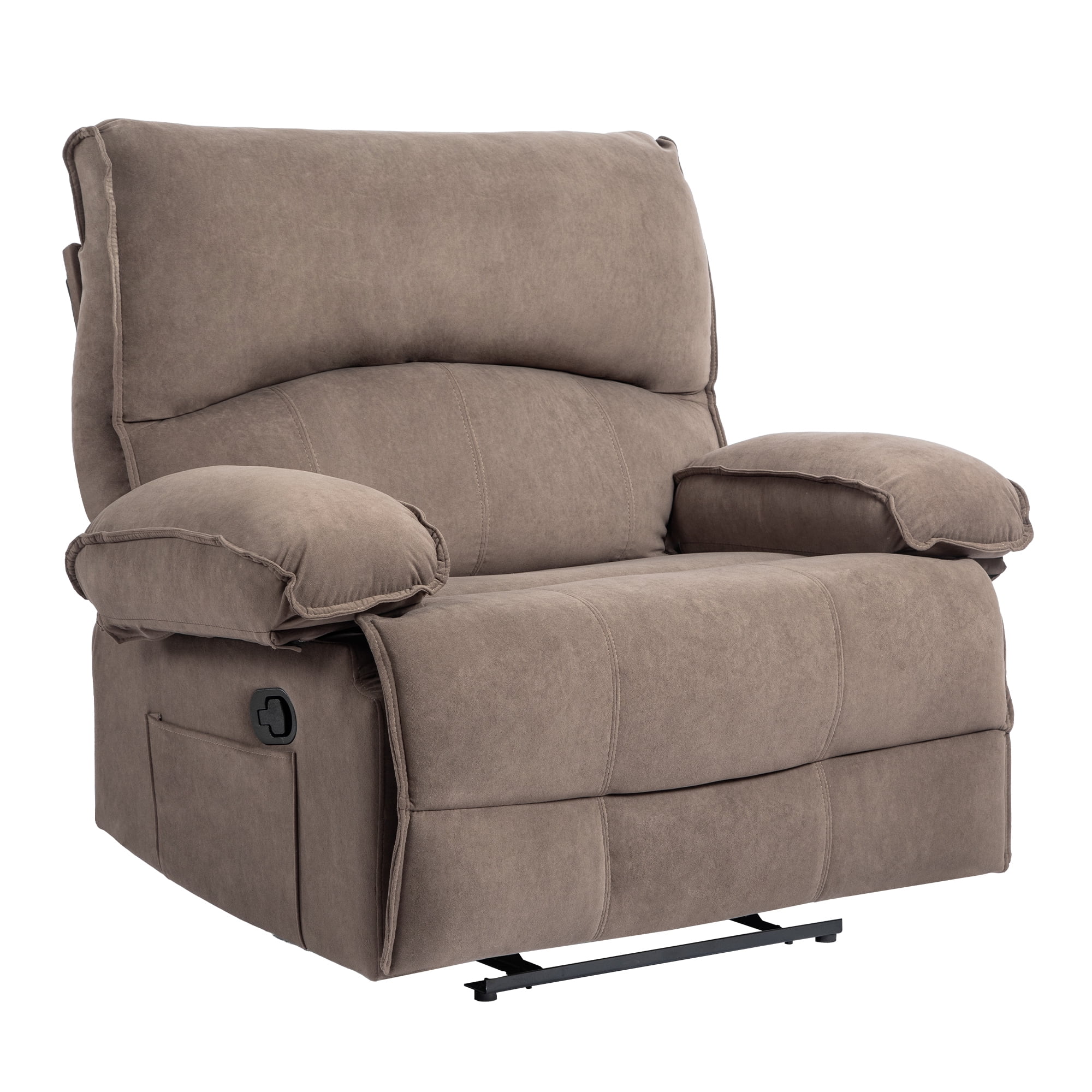 Oversized Manual Recliner Chair for Elderly, Push-Back Recliners for Adults,Brown