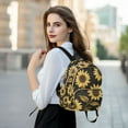 thumbnail image 6 of FORMRS Mini Backpack Purse for Women Travel Daypack Casual Shoulder Bag, Black Sunflower Pattern, 6 of 7