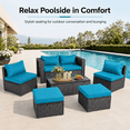 thumbnail image 2 of 4 Pieces Heavy-duty Patio Furniture Sets, Metal Outdoor Conversation Sofa with Table, Cushioned Backyard Table and Chairs for 4 with Wide Seats, Thickened Steel Frame, Beige Cushions, 2 of 8