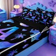 thumbnail image 3 of meiyoeat Dinosaur Watercolor Monogram A Zipper Twin Comforter Sets with Fitted Sheet and 2 Pillowcases For Boys,Wild Animal Themed Zipper Bedding Set,Black Reversible,4 Pieces, 3 of 7