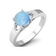 thumbnail image 2 of 925 Sterling Silver 6mm Round Shape Larimar Solitaire Valentines Day Gifts Ring, 2 of 4