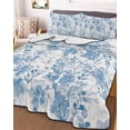 thumbnail image 3 of Quilts Twin XL Size, Navy Blue Flowers Soft Comforter Bedding Set for Bed, Watercolor Summer Botanical Floral Lightweight Quilted Bedspread with Pillow Cover(2 Pieces) for All Season, 68x98 Inch, 3 of 6