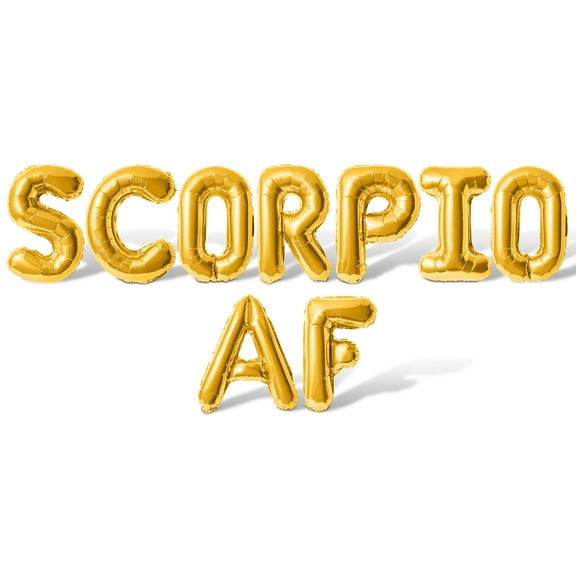 Letter Balloons - SCORPIO AF 16" Inch Alphabet Letters Foil Mylar Balloon Scorpio Birthday Party Banner (Gold)