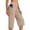 Khaki, variant on High Waist Capris for Women Yoga Capri Pants Stretchy Straight Wide Leg Tummy Control Crop Trousers with Pockets White XXL