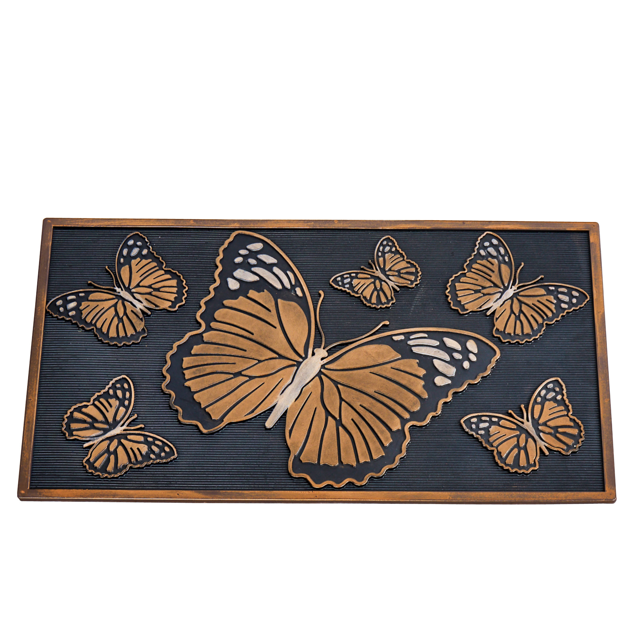 Elegant Bronze Butterfly Rubber Outdoor Entry Mat Front Door Accent for
