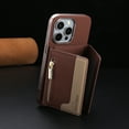 thumbnail image 6 of Dteck Magnetic Case for iPhone 13 Pro, 2 in 1 Wallet Case Detachable Card Holder, Compatible with MagSafe, Slim PU Leather RFID Blocking Credit Slots Zipper Pocket,Brown, 6 of 7
