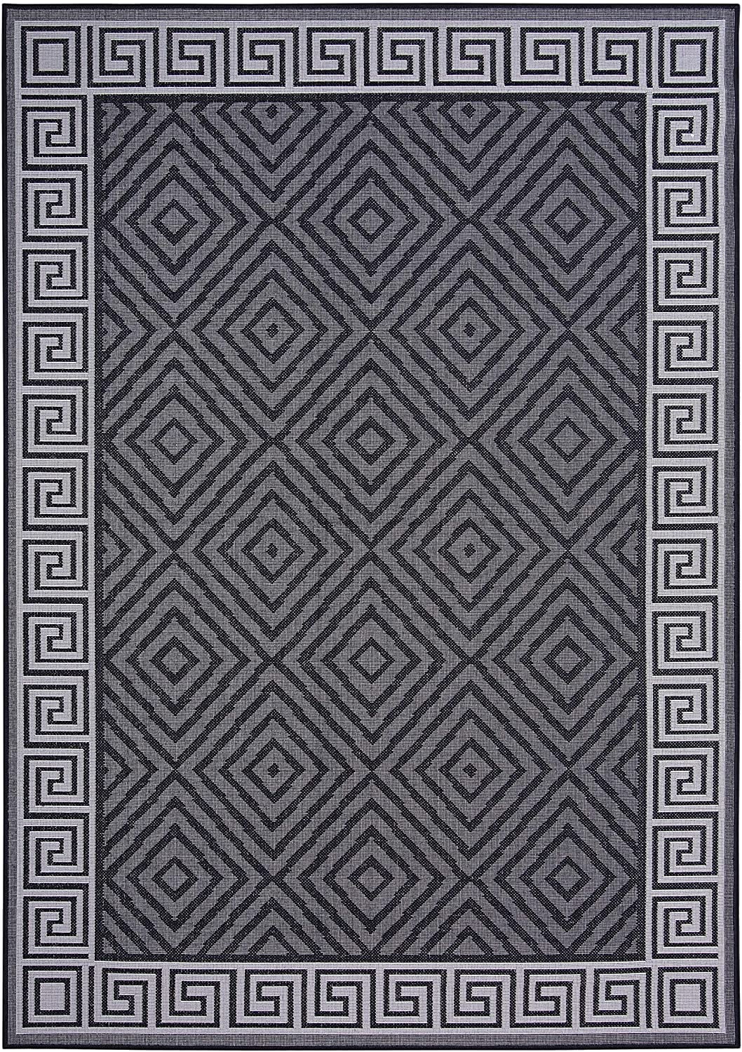 Contemporary Geometric Rug 5 ft. 3 in. x 7 ft. 6 in., Black, Indoor