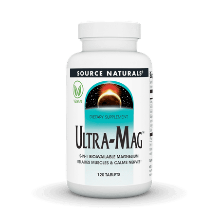 Source Naturals Ultra-Mag, 5-IN-1 Bioavailable Magnesium - Relaxes Muscles & Calms Nerves* - 120 Vegan Tablets