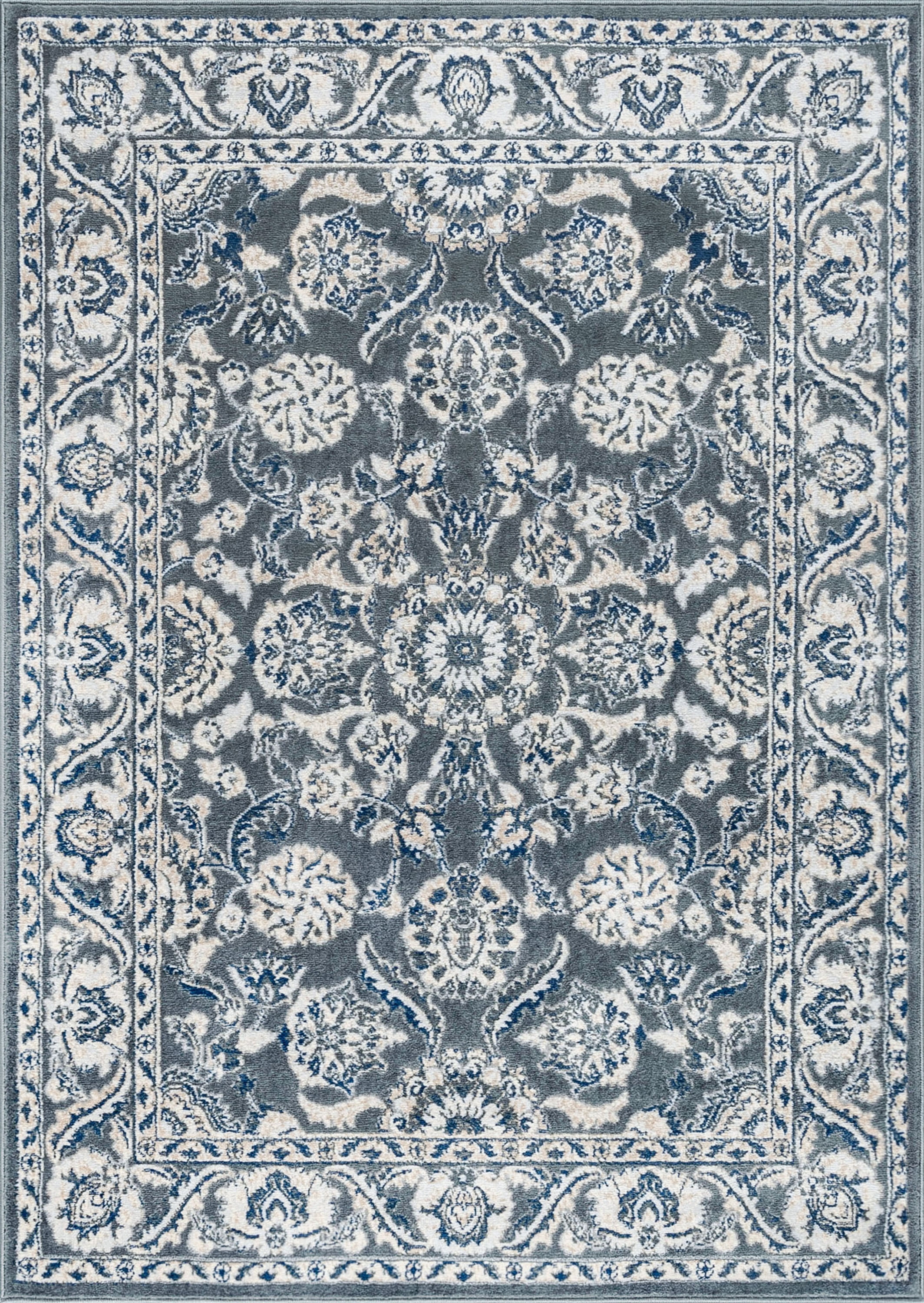 Madison Traditional 4' x 5' Gray Polypropylene Indoor Area Rug