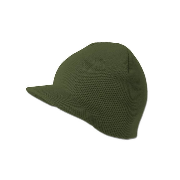 Winter Cuff less Beanie Visor Cap, Olive