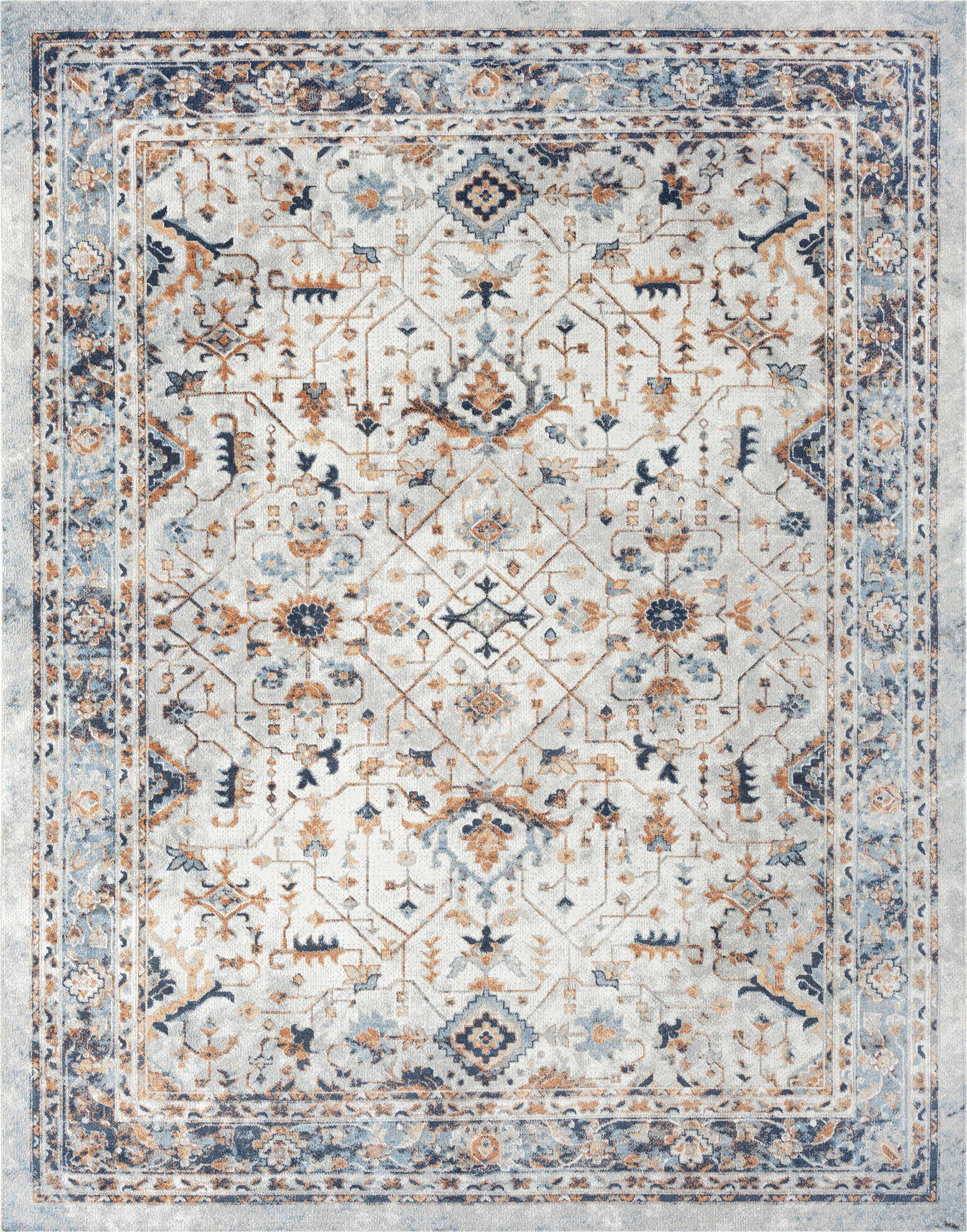 Traditional 9x12 Area Rug (8'9'' x 11'3'') Border Cream, Cream Living Room Easy to Clean