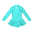 thumbnail image 4 of Sinleey Kids Girls Figure Ice Skating Mesh Splice Leotard Dress Dance Performance Costume Mint Green 12, 4 of 6