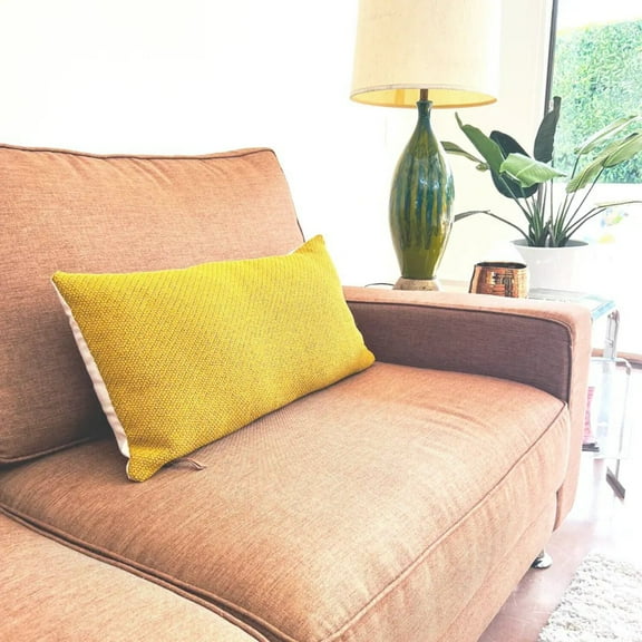 Mustard Yellow Textured Throw Pillow