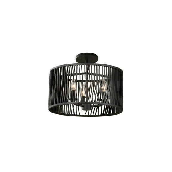 Kalco Lighting Morre 16" Metal Convertible Pendant - Semi Flush in Black Iron