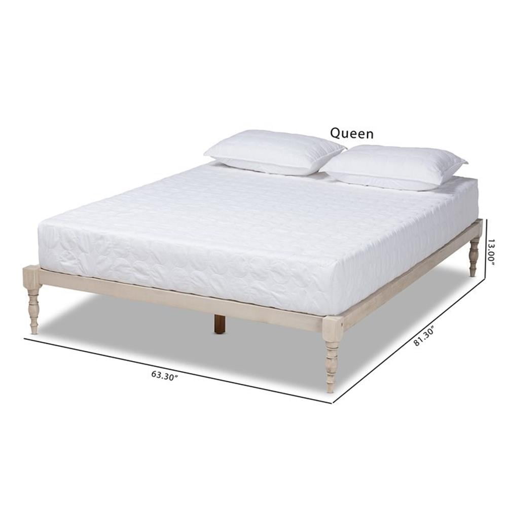 Bowery Hill Queen Size White Finished Wood Platform Bed Frame