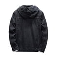 thumbnail image 4 of Miluxas Men's Denim Jackets Fashion Solid Color Hooded Jean Sweatshirt Pocket Long Sleeves Hoodies Cargo Coat Tops Black, 4 of 4