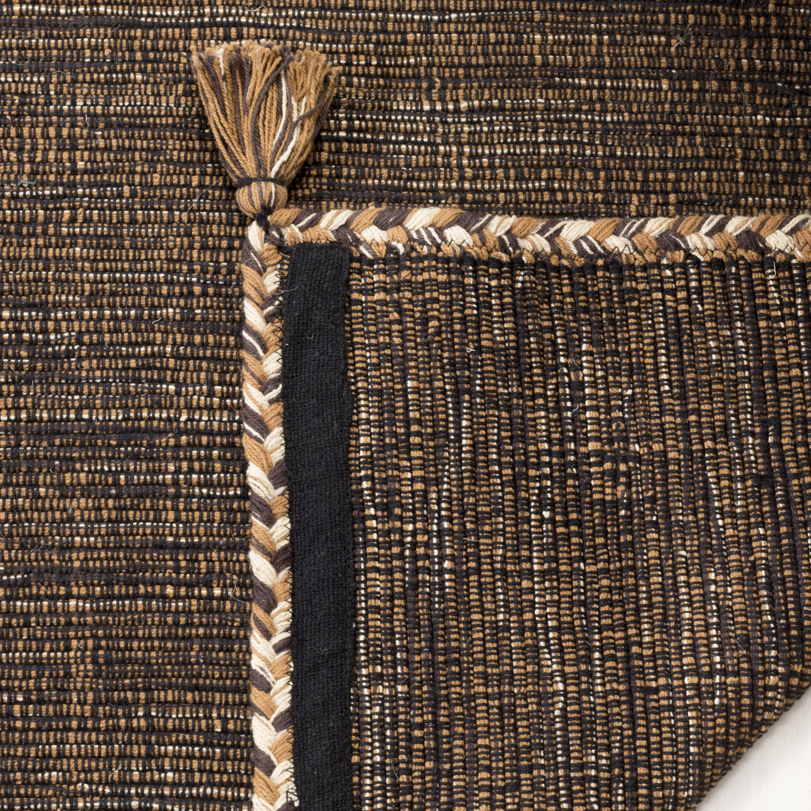 SAFAVIEH Montauk Bijar Solid Cotton Runner Rug, Brown/Black, 2'3" x 9'