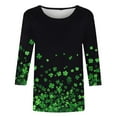 thumbnail image 4 of Odbmxy 3/4 Sleeve Womens Plus Size T Shirts Shamrock St. Paddy's Day Women's Tops Tunic Festivals Leisure Green Loose Shirts, 4 of 5