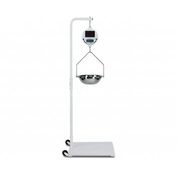 Portable White Stand with Wheels for Hanging Foodservice Scales