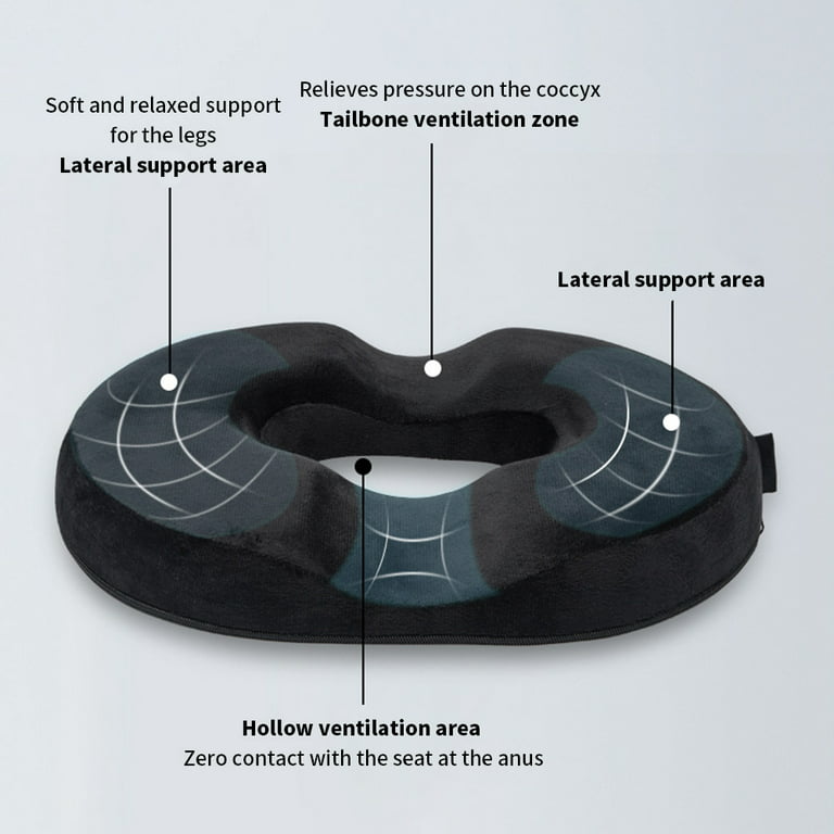 1PC Donut Pillow Hemorrhoid Tailbone Cushion – Large Black Seat