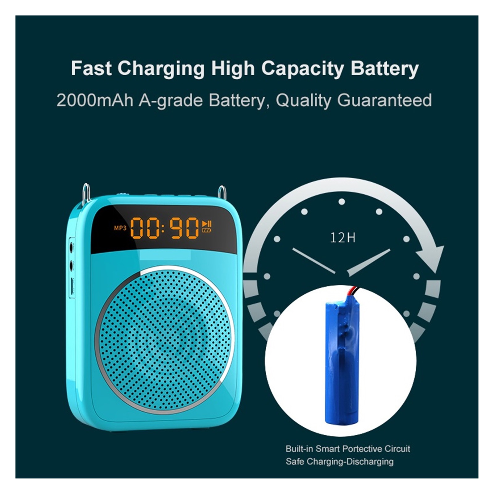 15W Portable Voice Amplifier Wired Microphone AUX Recording Personal Audio Bluetooth Speaker For Teachers Instructor S298 ,Easy to Operate