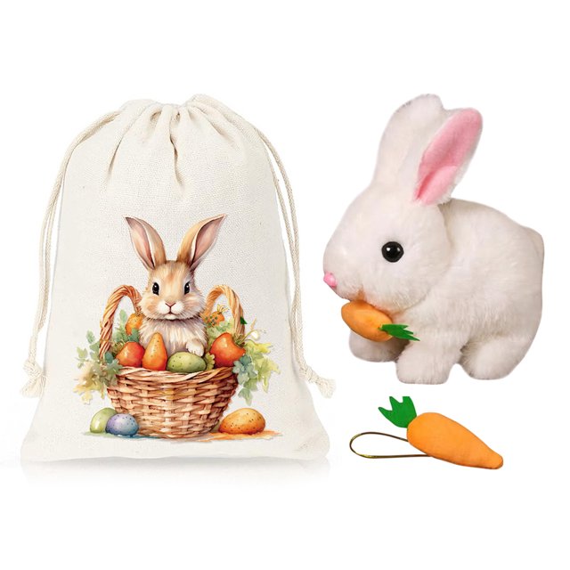 Lindo Conejo Eléctrico Interactive Pet Electronic Plush Toy For () White