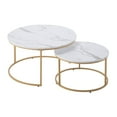 thumbnail image 1 of STAWAY Nesting Coffee Table Set of 2 - Modern White Marble & Gold, Versatile Round Tables for Living Room, Office, Space-Saving Design, Easy Assembly, 1 of 9