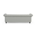 thumbnail image 2 of GDF Studio Adetokunbo Chesterfield Fabric Tufted 3 Seater Sofa with Nailhead Trim, Cloud Gray and Dark Brown, 2 of 10