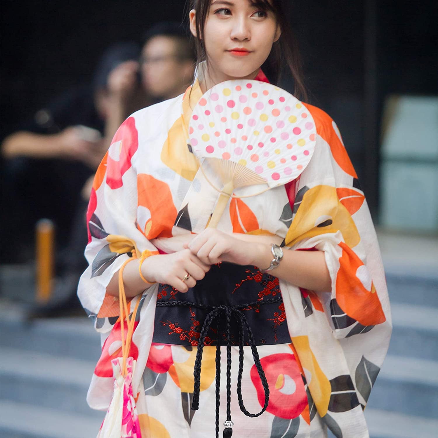 HTOOQ Ceintures Kimono OBI pour Femmes de Style Japonais Ceinture a Taille Brodee avec Pompon pour Accessoires de Robe Yukata Rouge Noir Rouge Walmart