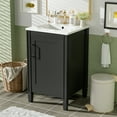 thumbnail image 2 of viswild 20" Bathroom Vanity with Ceramic Sink for Small Bathrooms, Soft Close Door, Adjustable Shelf, Freestanding Storage Cabinet, Black, 2 of 9