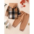 thumbnail image 3 of Bagilaanoe 2PCS Toddler Baby Boy Pants Set Plaid Long Sleeve Hooded Shirt Shacket + Sweatpants 6M 12M 18M 24M 3T Kids Casual Sweatsuits, 3 of 9