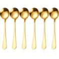 thumbnail image 1 of Cucharas de sopa de acero inoxidable Cterwk con mango largo, doradas, 6 piezas, 6.3 pulgadas, 1 of 6