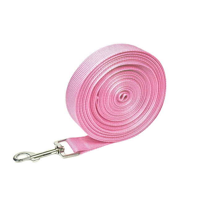 Xiao Hua Cuerda de nailon duradera para perros, 30 pies de largo, adecuada para pasear y entrenar perros de tamaño mediano a grande, rosa, 1 pieza.