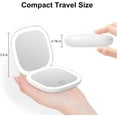thumbnail image 5 of Compact LED Magnifying Travel Makeup-Mirror - 3.5 inches 1X/10X Magnification Small Hand Pocket Dimmable Double Sided USB Rechargeable Touch Screen, Portable Tabletop Cosmetic (White), 5 of 8