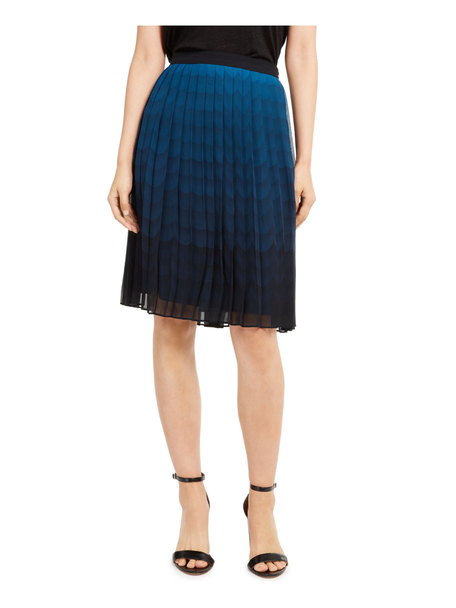ANNE KLEIN Womens Blue Sheer Knee Length Knife Pleated Skirt Size: 6 -  Walmart.com