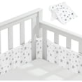 thumbnail image 1 of Parachoques para cuna de bebé, parachoques para cuna transpirable con forro de malla antiflujo de aire, para recién nacidos, gris estrella, 1 of 5