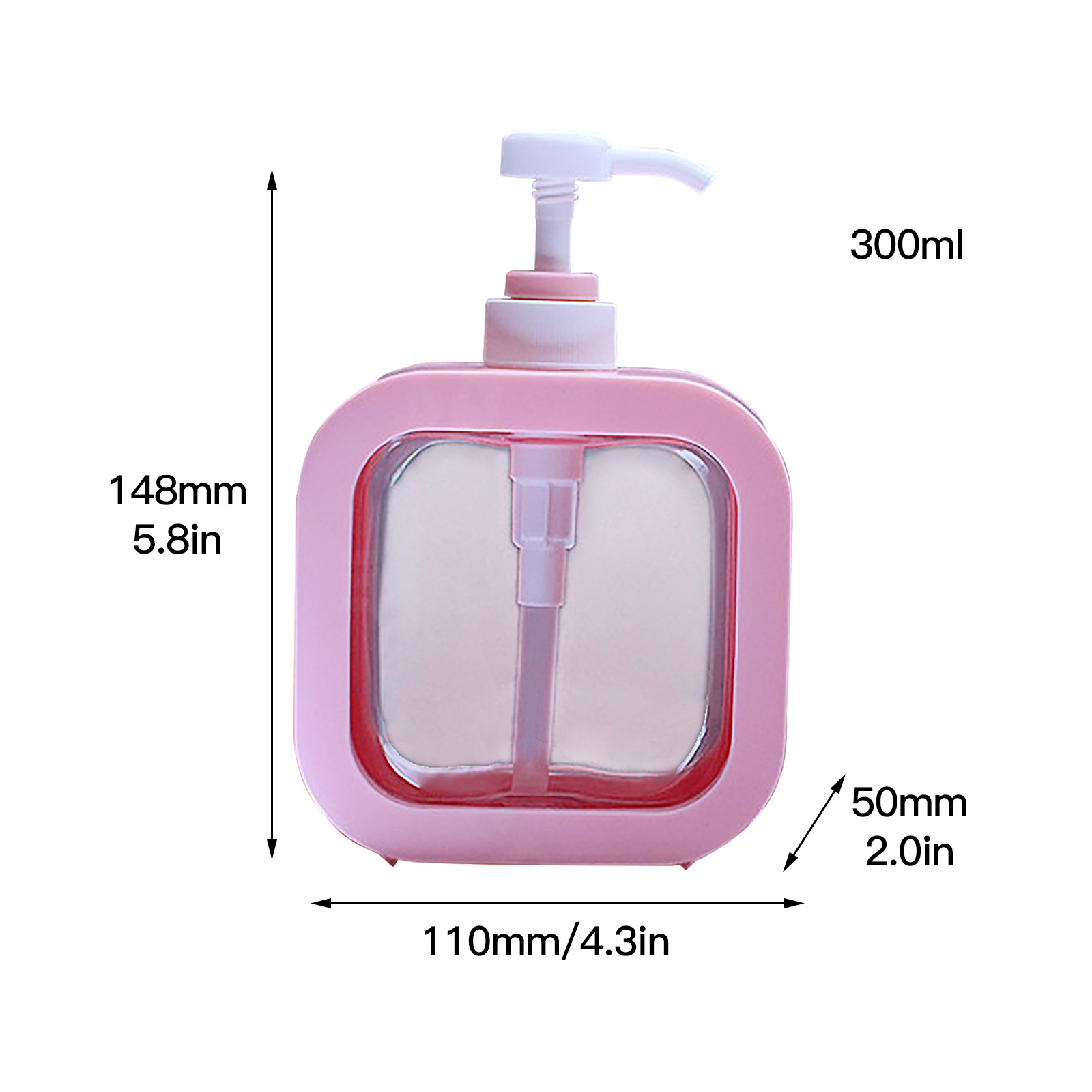 Yuedong Pump Bottle Dispenser Plastic Pump Bottles Refillable Bottles Wide Mouth Jar Style ,Empty Pump Bottles Kitchen Bathroom Shower Containers for Lotion Shampoo Conditioner -2 Pack ,300ML - image 2 of 12